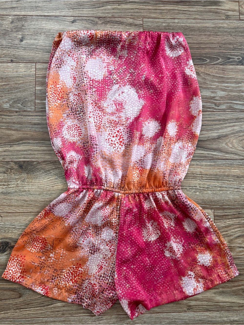 Beautiful Alexis Pink Orange White Strapless Romper size S (excellent condition)